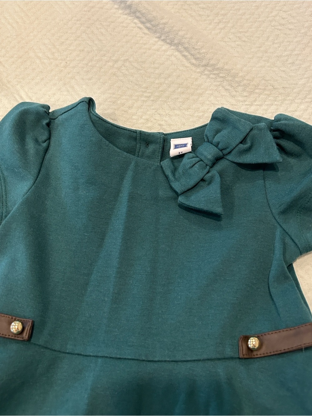 Janie and Jack Accent Kids Dress in emerald green